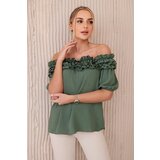 Kesi Spanish blouse with a small khaki ruffle | shoptok.hr