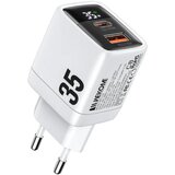  WP-U25 Superbrzi Strujni GaN Punjač, 2-porta USB (3.0 i 3.1 Tip-C) 35W, sa displejom, beli cene