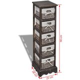 vidaXL Predalnik s 5 pletenimi košarami les rjave barve | Shoptok.si