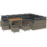 vidaXL 13-dijelni set vrtnih sofa s jastučićima siva poli ratan akacija, 4-dijelni set vrtne blagovaonice s jastučićima siva poli ratan akacija, 2-sjedna vrtna sofa s jastučićima siva poli ratan Cijene