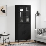 vidaXL Visoka komoda črna 69,5x34x180 cm inženirski les Cene