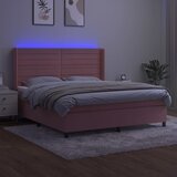  box spring s madracem LED ružičasti 160x200cm baršunasti | shoptok.hr