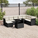 vidaXL 9-dijelni set vrtnih sofa s jastucima crni od poliratana | shoptok.hr
