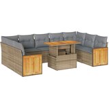 Maison Chic Seti vrtnega pohištva - Vrtna garnitura - Vrtni pohištvo set z blazinami 10-delna bež ratan/akacija, (21797465) | Shoptok.si