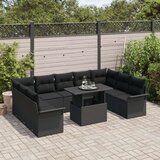 Set od 10 dijelova vrtnih kauča s jastučićima crni poli ratan | shoptok.hr