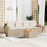 Maison Chic Seti vrtnega pohištva - Vrtna garnitura - Vrtni pohištvo set 5-delna z blazinami bež poli ratan, (21817128) | Shoptok.si