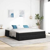 vidaXL Otomanski posteljni okvir z vzmetnicami črn 200x200cm žamet | Shoptok.si