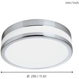 Eglo palermo plafonjera/1, led, 24w, 2100lm, ip44, prom 295, krom/bijela | shoptok.hr