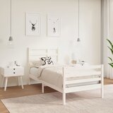 Maison Chic Posteljni okvir - Enojna postelja - Postelja za odrasle bel iz trdnega lesa 90x190 cm-J6356, (21760236) | Shoptok.si