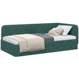vidaXL Kotna postelja z vzglavjem Temno zelena 90 x 200 cm Žamet | Shoptok.si