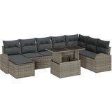 vidaXL Set vrtnih sofa od 9 dijelova s jastučićima sivi poliratan, Dvosjed s spremnikom i jastučićima sivi poliratan | shoptok.hr