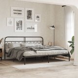  Metalni okvir za krevet s uzglavljem crni 200x200 cm | shoptok.hr