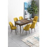 Hanah home Han - Baroque, Mustard BaroqueMustard Extendable Dining Table & Chairs Set (7 Pieces) | ePonuda.com
