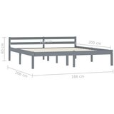  Okvir za krevet od masivne borovine sivi 160 x 200 cm | shoptok.hr