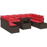  Sjedeća garnitura za vrt s jastukom 10 pcs Smeđe-crvena | shoptok.hr
