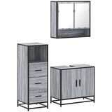 vidaXL kopalniško pohištvo 3 kosi siva sonoma inženirski les | Shoptok.si