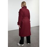Trendyol Curve Claret Red Regular Fit Wide Collar Detailed Long Wool Blend Cashmere Coat | shoptok.hr