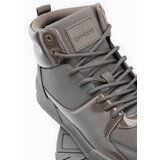 Ombre Men's high boots sneakers with shiny elements - brown | shoptok.hr