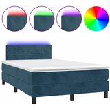 Krevet s oprugama i madracem LED tamnoplavi 120 x 190 cm baršun | Eponuda.com