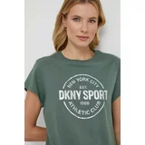 Dkny Bombažna kratka majica ženski, zelena barva