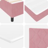 Boks Postelja z vzmetnico z vzmetnico Roza 90 x 190 cm Žamet, (5000126068) | Shoptok.si