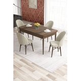 Hanah home trpezarijski set Elf, sto na razvlačenje i 4 stolice, ploča u dekoru drveta Baroque, krem tkanina Babyface | Eponuda.com