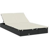 LEŽAJ za sunčanje za 2 osobe crni 211 x 112 x 140 cm poliratan | Eponuda.com