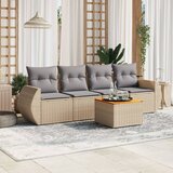 Maison Chic Seti vrtnega pohištva - Vrtna garnitura - Vrtni pohištvo set 5-delna z blazinami bež poli ratan, (21817424) | Shoptok.si