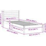  Krevetna konstrukcija s uzglavljem Voštano smeđa 80 x 220 cm | shoptok.hr