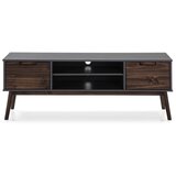 Marckeric Antracitno siva/temno rjava TV omarica iz masivnega bora 140x52,5 cm Nussa – Marckeric Cene