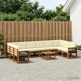  Set vanjskih sofa 11 kom. Prirodna i krem Čvrsto drvo akacije | shoptok.hr