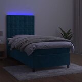  box spring s madracem LED tamnoplavi 80 x 200 cm baršun | shoptok.hr
