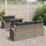 vidaXL Vrtna sedežna garnitura z blazino 6 pcs Siva Poliratan, (5000133384) | Shoptok.si
