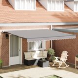 vidaXL Ročna retraktibilna tenda Svetlo siva 400x350 cm, Zamenska tkanina za tendo za okvir 4x3,5 m Svetlo siva | Shoptok.si