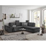CARRYHOME KOTNA SEDEŽNA GARNITURA, mikrovelur siva | Shoptok.si