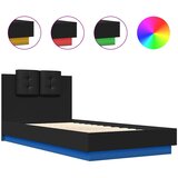  Okvir za krevet s uzglavljem i LED svjetlima crni 75x190 cm | Eponuda.com