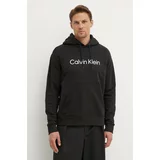Calvin Klein Bombažen pulover moška, črna barva, s kapuco