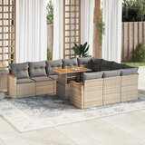 vidaXL 11-dijelni set vrtnih sofa od poliratana s jastucima bež bagrem | shoptok.hr