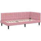  Kutni okvir kreveta Ružičasta 100 cm x 200 cm Baršun | shoptok.hr