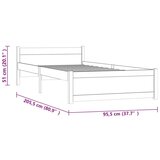  Posteljni okvir črn iz trdnega lesa 90x200 cm, (20646188) | Shoptok.si