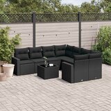 9-dijelni set vrtnih sofa s jastucima crni od poliratana | shoptok.hr