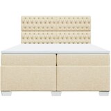  Krevet s oprugama i madracem krem 200 x 200 cm od tkanine | shoptok.hr
