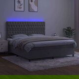  Box spring postelja z vzmetnico LED svetlo siva 160x200cm žamet, (20846840) | Shoptok.si