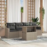 Maison Chic Seti vrtnega pohištva - Vrtna garnitura - Vrtni pohištvo set 5-delna z blazinami siv poli ratan, (21818403) | Shoptok.si