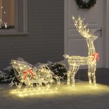  Reindeer vuče saonice Topla bijela 70 x 26 x 130 cm Akril | shoptok.hr