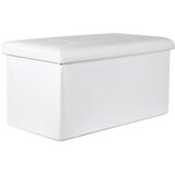  XXL sklopivi tabure s gumbima - 80x40x40cm bijela eko koža | shoptok.hr