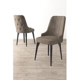 Hanah home set trpezarijskih stolica Newa 8 kom, kapućino tkanina Babyface, crne metalne noge | Eponuda.com