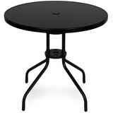 Multi Garden Okrugli vrtni stol 80 cm s kaljenim staklom i otvorom za suncobran, crni | shoptok.hr