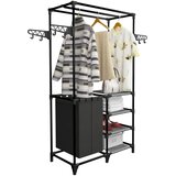  Stalak za odjeću od čelika i netkane tkanine 87x44x158 cm crni | shoptok.hr
