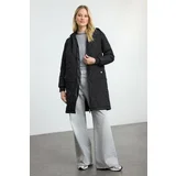 Trendyol Black Regular Fit Hooded Quilted Coat